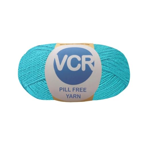 Image of VCR Deep Sky Blue Yarn, Pill-Free Soft Knitting Yarn, 100 Grams Hank, 263 Meters Length, Low-Pill Acrylic Yarn, Soft Crosia Threads, Pack of 1, Suitable for Beanies, Caps and Gloves