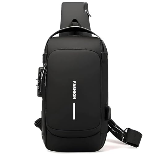 Image of DAHSHA Sling Bag for Men Stylish Crossbody Backpack for Men & Women, Anti-Theft Chest Bag with USB Charging Port, Messenger Bags, Casual Shoulder Bag (17 x 9 x 32 Cm)