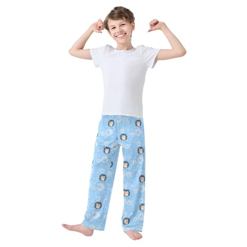 Hedgehog Dandelion Boys Long Pants Soft Trousers Elastic Waist Kids Lounge Bottoms with Pockets S-XL2