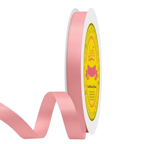Image of Double Face Dusty Pink Satin Ribbon 1 /2 inch X 50 Yards Polyester Dusty Pink Ribbon for Gift Wrapping Very Suitable for Weddings Party Invitation Decorations and More