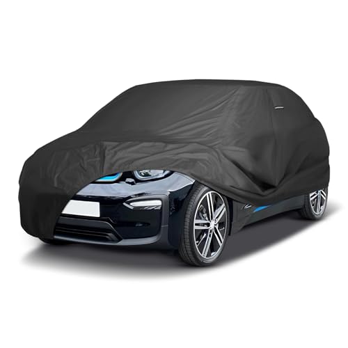 Image of iCarCover Premium Custom Car Cover for 2014-2021 BMW i3 Heavy Duty Waterproof All Weather Rain Snow UV Sun Protector Custom Fit Full Exterior Indoor Outdoor Protection Car Cover (Black)