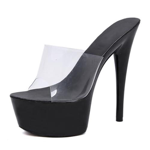 5.90 inch/15cm Women's Sexy High Heels Sandals Fashion Open Toe Stiletto Wedding Dress Shoes Elegant Comfortable Party Dress Pumps for Women,Black,10