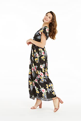 Image of Family Matching Hawaiian Clothes, Hibiscus Black | Black Hibiscus Print • Soft Rayon Fabric • Family Matching Outfits • Vacation Ready • Luau Party Wear