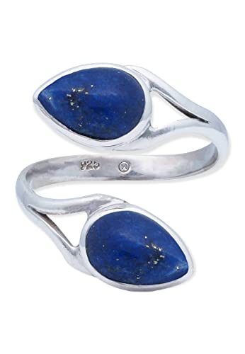 Ring 925 Silber Lapis Lazuli blauer Stein größenverstellbar Edelstein echt Silber Damen Sterling Silber Geschenk (NO.: MRV-088-06) Cover