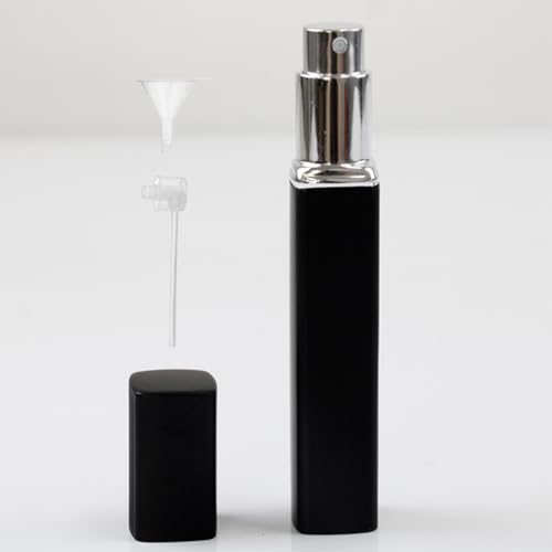 Image of AstonAndia 12ml Perfume Refill Bottle Refillable Perfume Bottle Mini Travel Empty Glass Spray Bottle with Extractor Pump,Funnel (Black)