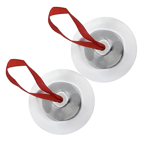 HANABASS 1 Pair Mini Finger Cymbals for Dancers Compact Musical Percussion Zills with Crisp Sound for Evening Parties and Performances Durable Silver Finish