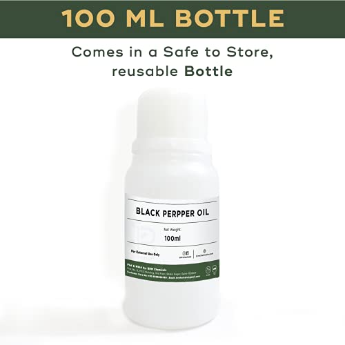 Image of Black Pepper Essential Oil - Therapeutic & Cosmetic Grade - 100 Ml For Aromatherapy, Diffuser, Soap Making, Cosmetic Making, Lotions, Creams, Diy Personal Care For Face, Hair, Skin & Body