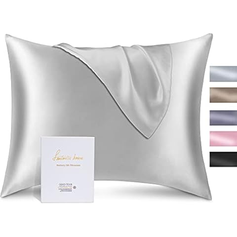 FANTASTIC HOUSE Silk Pillowcase for Hair and Skin, 22 Momme 100% Pure Mulberry Silk Pillow Case with Hidden Zipper, Both Side 600 Thread Count, Breathable & Smooth Silk Pillow Cover Standard, 1pc Cover