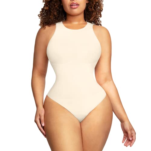 Bodysuit for Women Tummy Control - Shapewear Racerback Top Clothing Seamless Body Sculpting Shaper High Neck