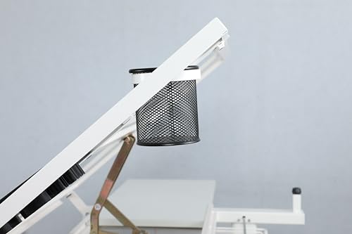 Art Desk, Premium Adjustable Drafting Table 0-75° Tilt with Storage, Transparent Tempered Glass Drawing Desk for Artists, Architects, Designers, Includes Stool (White-2)