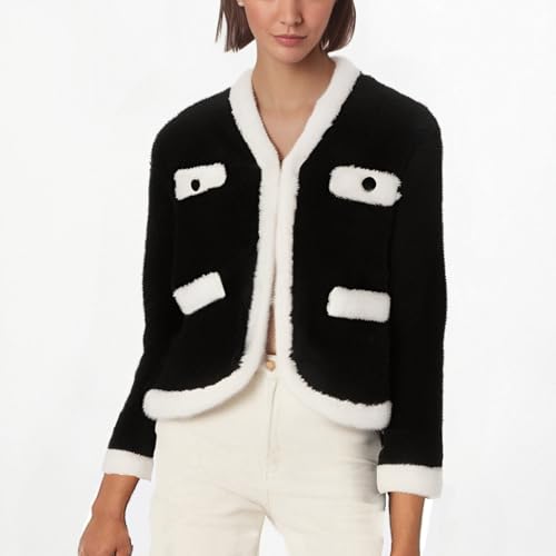 Women Long Sleeve Loose Fit Jackets Coat for Women Fleece Lined Wool Thermal Fuzzy Hooded Cardigan Winter Fall 20252