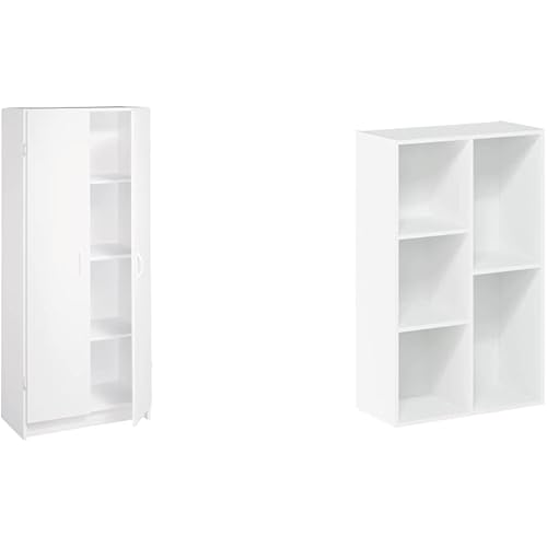 ClosetMaid Pantry Cabinet with 2 Doors and Furinno 5-Cube Bookcase, White