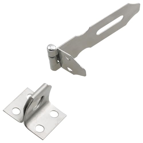 Image of DGZZI 2PCS Door Clasp Padlock Latch 304 Stainless Steel Security Buckle Latch 2inch Collapsible Latch Silver With Screws Wooden Door Security Door Latch Drawer Lock Plate Snap