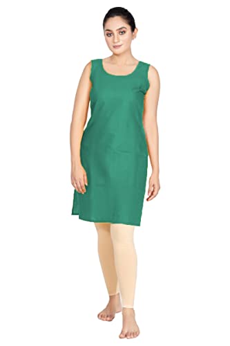 Image of Women's Cotton Long Camisole for Kurti /Suit Slip /Long Inner /Samij for Women Sameej /Knee Length Inner Wear /Sameez /Kurti Slip /Round Neck /Invisible
