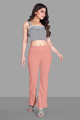 Image of Women's High Waist Bell Bottom Trouser, Elastic Flared Bootcut Pants