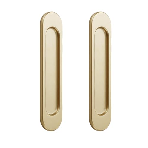Biglumin 2 Piezas Tiradores de Puerta Corredera Autoadhesivos,Tirador Puerta Corredera Aluminio, No requiere Perforación, Adecuado para Armarios,Ventanas,148mm (oro)