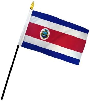 AES - Bandera pequeña de 4 x 6 pulgadas, 4 x 6 pulgadas, bandera de escritorio de mano de Costa Rica, material de poliéster, bordes cosidos, 11