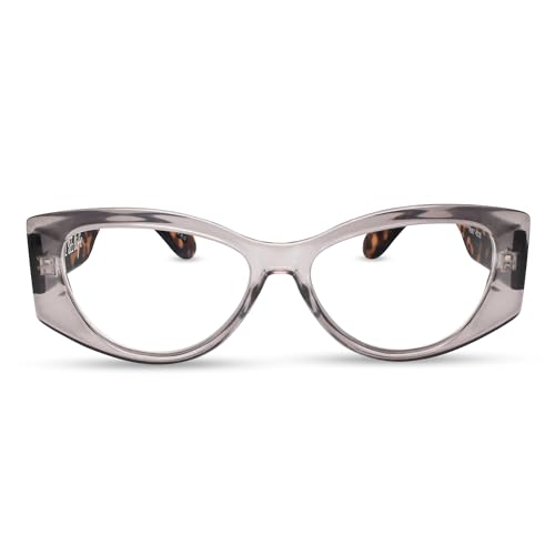 2SeeLife Oversized Cateye Reading Glasses for Women – Medium–Wide Fit, Durable & Sturdy Frame, Trendy Premium Cateye Readers, Clear Gray, +1.50