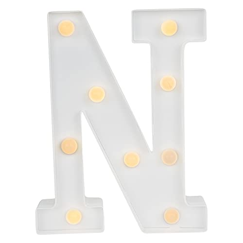 Image of Restaurantware Illumify 6.6 x 1.2 x 8.7 Inch Light Up Letter 1 Durable Marquee LED Light - Letter N Touchproof White Plastic Party Light Keyhole Slot For Parties Weddings Or Special Events
