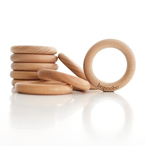 Bopoobo Wooden Rings Natural Beech For Craft, Unfinished Wood Ring Circle Rings For Diy Baby Teething Toys, Baby Wooden Teether Accessories, Pendant Connector (10 Pcs, 60 Mm) #TOP2