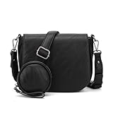 [KL928] ショルダーバッグ レディース カバン 大容量 ワンショルダー PU 斜め掛けバッグ ハンドバッグ 柔かい素材 多くポケット付き シンプル おしゃれ (ブラック(KL2344))