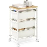 KINGBOARD Slim Rolling Cart with 3 Drawers, Metal Utility Storage Cart