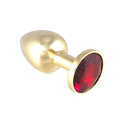 Rimba Plug anal DORÉ, PETIT avec cristal (unisexe) Plugs anals Or/Rouge 3 x 7,3 cm