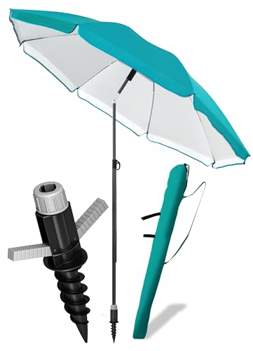 4smile Sonnenschirm Strand SunnyJoy Ø 180 cm, 3er Set - Strandschirm mit UV Schutz 50+, inkl....