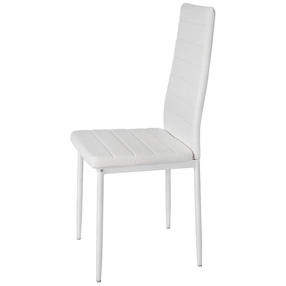 BAKAJI Juego de 4 sillas de Comedor para salón o Cocina, diseño Moderno, Estructura de Metal y Asiento Acolchado de Piel sintética. Dimensiones: 98 x 41 x 45 cm (Blanco)