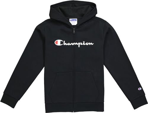 Champion Boys' Long-Sleeve Powerblend Front Full-Zip Hoodie (US, Alpha, Small, Regular, Black)