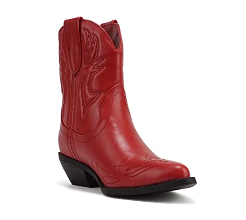 Image of Soda Women Cowgirl Cowboy Western Stitched Ankle Boots Pointed Toe Short Booties Rigging-S (Wide Fit Available)