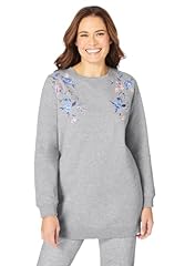 Heather Grey Floral Vine Embroidery