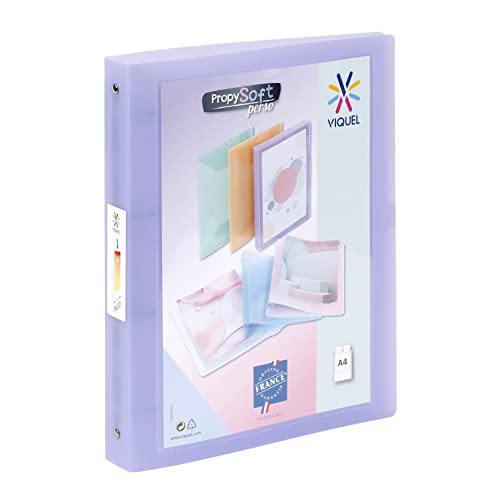 Viquel - Carpeta suave A4 MAXI personalizable con 4 anillas, respaldo de 4 cm, para documentos A4, color morado translúcido