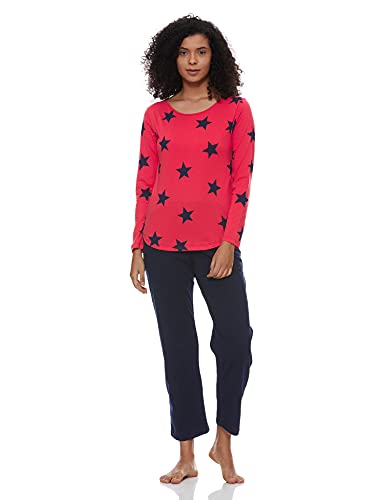 Image of A.T.U.N. (ALL THINGS UBER NICE) Womens Printed Cotton Relaxed Fit Sleepwear Clothing Set | Tees with Pyjama Set