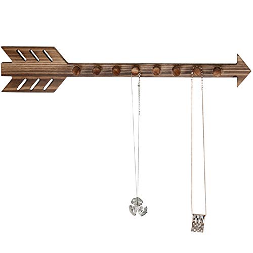 Mygift 8-Hook Rustic Jewelry Hanger Wall-Mounted Wood Arrow Necklace Rack Holder With 8 Jewelry Hooks #TOP4