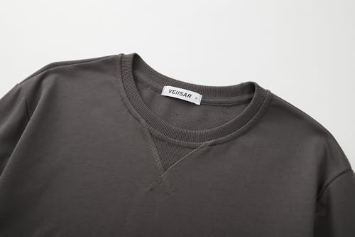 Herren Sweatshirt mit Rundhalsausschnitt Männer Basic Pullover Langarmshirts Freizeit Sport Shirt – Bild 4