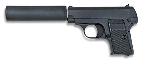 Tiendas LGP, Albainox 35555 Arma Airsoft, Pistola Aire Suave, con silenciador, Potencia 0,8 Julios, Munición Bolas PVC 6 mm.