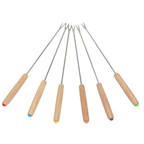 Hemoton 6pcs Barbecue Forks Marshmallow Roasting Sticks Sausage Skewers Forks Outdoor Fireplace Campfire Accessories for Garden Party Camping Cooking