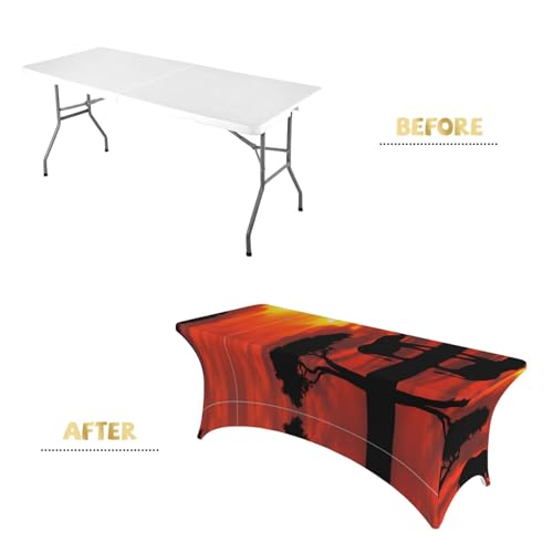 Nappe éléphant coucher de soleil à coins ajustés pour table 1,8m - 5
