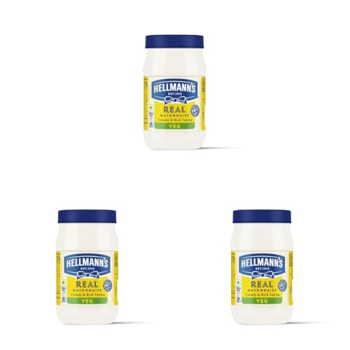 Image of Hellmann's Veg Mayonnaise, 250 g, for Creamy Delicious Meals, 100% Vegetarian, World's No. 1 Mayonnaise Brand (Pack of 3)