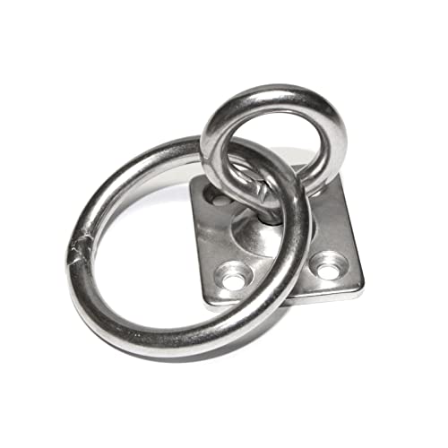 PRIOstahl Augplatte mit Wirbel und Ring Rechteckig Decksplatte Drehwirbel - 8 x 50mm x 1 Stück Befestigung Mastplatte Halterung Aufhängen Anbinden Boxsack drehbar um 360 Grad aus Edelstahl V2A PRIOstahl Augplatte mit Wirbel und Ring Rechteckig Decksplatte Drehwirbel - 8 x 50mm x 1 Stück Befestigung Mastplatte Halterung Aufhängen Anbinden Boxsack drehbar um 360 Grad aus Edelstahl V2A