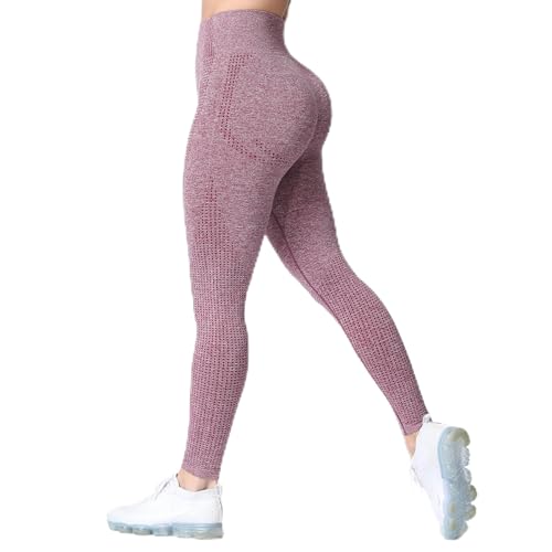 Aoxjox Women's High Waist Workout Gym Vital Seamless Leggings Yoga Pants 24'' (Wine Red Marl, Large)