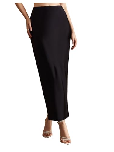 Women's Elegant Satin Skirts High Waisted Fishtail Business Casual Maxi Dressy Skirts