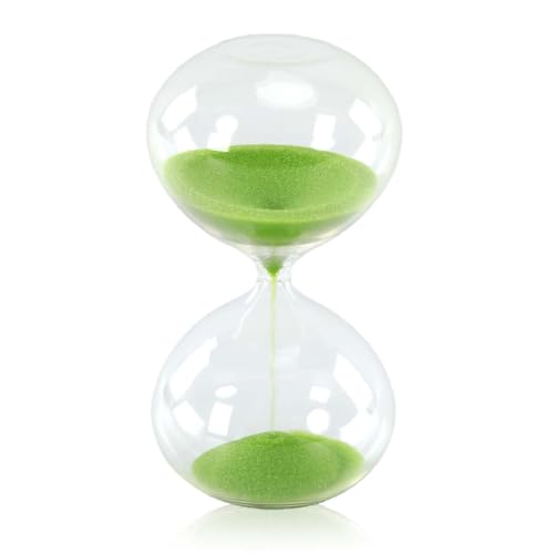 GNEGNI LIFE Sablier en forme de bulbe - Sable vert - Sablier décoratif en verre - Petit sablier de 3 minutes pour la maison, le bureau, l'école, la...