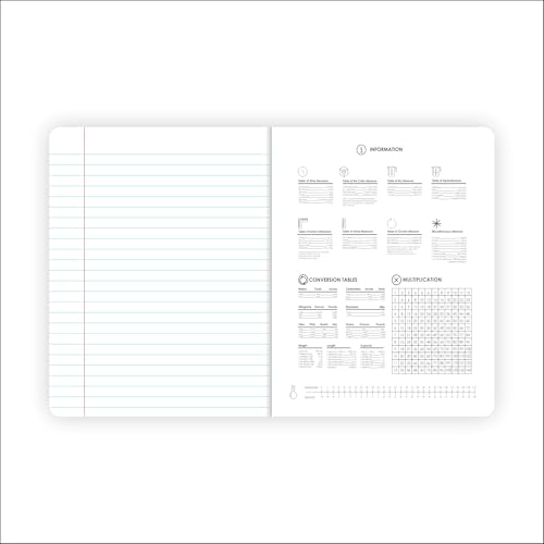 Cahier de composition grand format à larges lignes avec couverture rigide