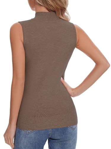 Image of Sleeveless Mock Neck Tops for Women Soft Slim Fit Knit Vest Tops