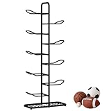 Ballständer Basketball, Aufbewahrung Regal Für Rugby Volleyball Fußball Display, für Garage Keller Spielzimmer, Stabiler Ballregal Aufbewahrung Regal Sportgeräte Organizer(Noir,23.5*58*146cm)