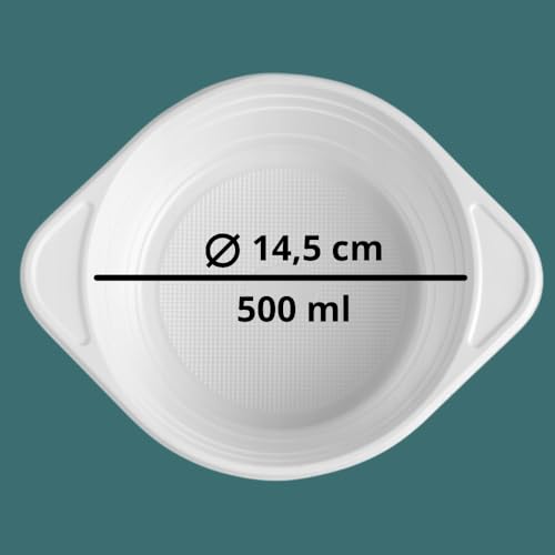 RAGO® Ciotole plastica da 500 ml I Set di 100 pezzi I Riutilizzabile Ciotole per zuppa I Ciotole per feste I Ciotole da portata Bianco - immagine 3