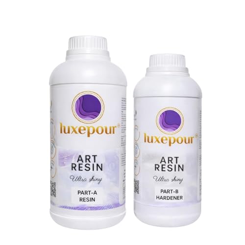 Image of Crystal Clear 2:1 Epoxy Resin (800gm) & Hardener (400gm) | UV Resistant, Self-Leveling High Gloss Finish | Non-Toxic, Easy Mix Liquid Art Kit for Jewellery, Keychain DIY Crafts