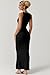 QINSEN Women's Square Neck with Lace Detail Long Maxi Dress Sleeveless Lounge Ribbed Full Length Dresses Black XS